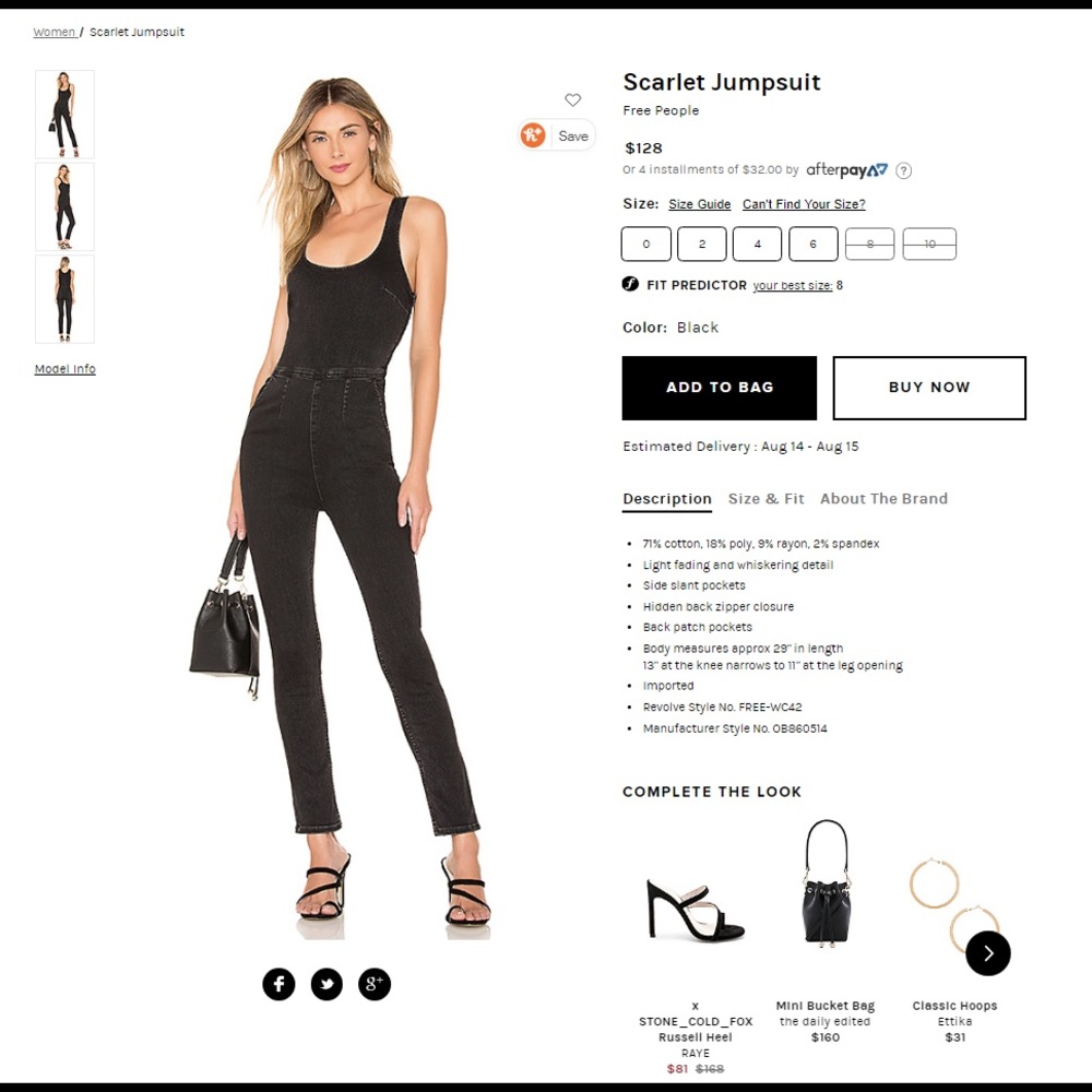 Free people black denim Scarlet Jumpsuit